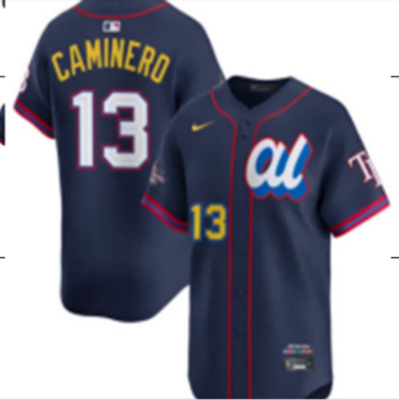 Men 2025 Tampa Bay Rays #13 Caminero Drak Blue All star Nike MLB Jersey style 02